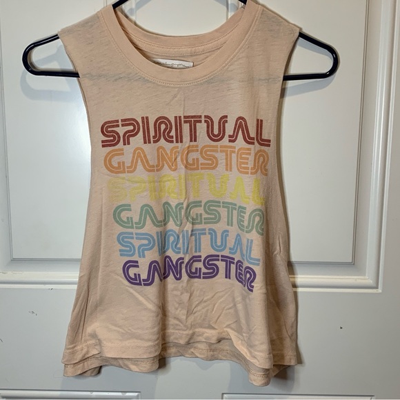 Spiritual Gangster Tops - Spiritual Gangster Retro Rainbow Muscle Tank Size S Retail Price $58.00